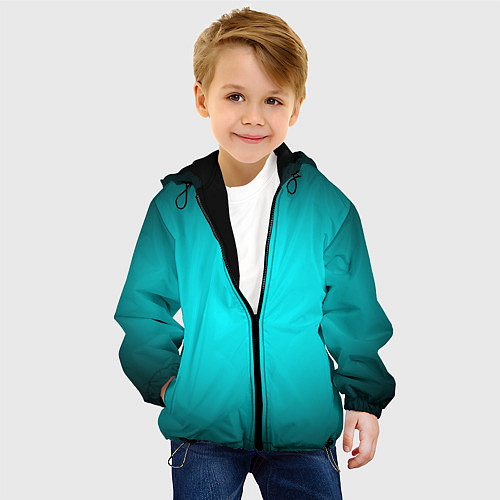 Детская куртка Неоновый синий градиент / 3D-Черный – фото 4