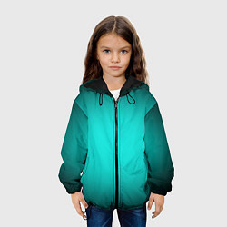 Куртка с капюшоном детская Бирюзовый градиент, цвет: 3D-черный — фото 2