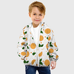 Куртка с капюшоном детская Апельсины с листьями, цвет: 3D-белый — фото 2
