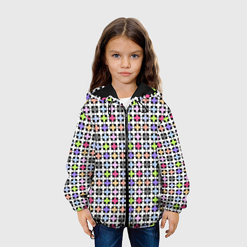 Детская куртка Разноцветный геометрический рисунок / 3D-Черный – фото 3