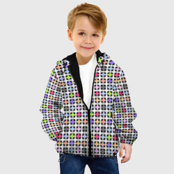 Куртка с капюшоном детская Разноцветный геометрический рисунок, цвет: 3D-черный — фото 2