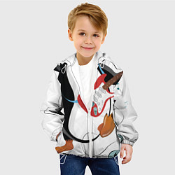 Куртка с капюшоном детская Пингвин- гитарист, цвет: 3D-белый — фото 2