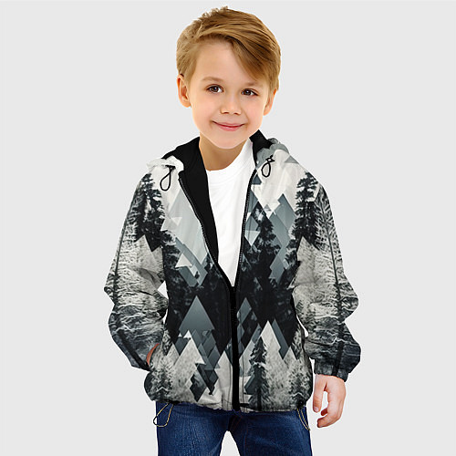 Детская куртка Абстракция зимнего леса / 3D-Черный – фото 4