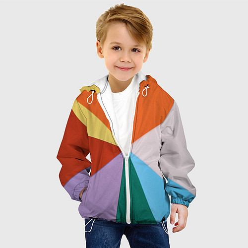 Детская куртка Разноцветные пересекающиеся треугольники / 3D-Белый – фото 4