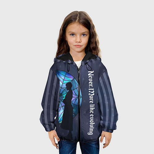 Детская куртка Уэнсдей Аддамс - темная сторона окна / 3D-Черный – фото 3