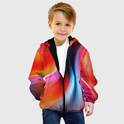 Куртка с капюшоном детская Радужные волны, цвет: 3D-черный — фото 2