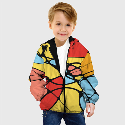 Детская куртка Яркий абстрактный узор из цветных овалов и плавных / 3D-Черный – фото 4