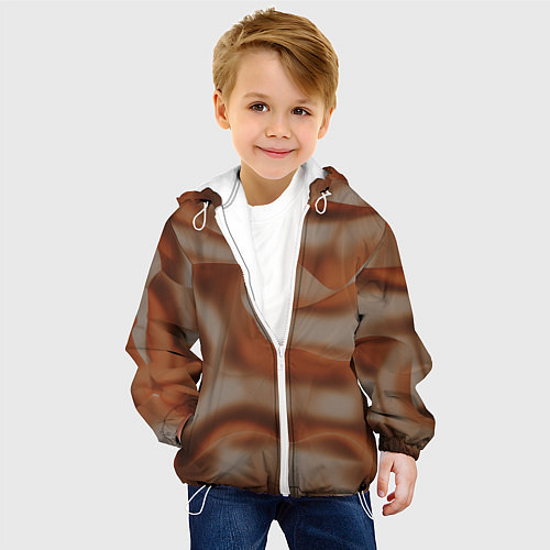 Детская куртка Тёмно-золотистые абстрактные волны / 3D-Белый – фото 4