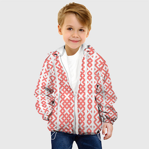 Детская куртка Абстрактный красный ребристый паттерн / 3D-Белый – фото 4