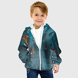 Куртка с капюшоном детская Абстрактный синий туман, силуэты и краски, цвет: 3D-белый — фото 2