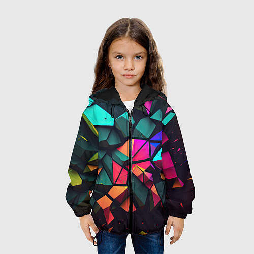 Детская куртка Неоновые абстрактные камушки / 3D-Черный – фото 3
