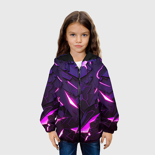 Детская куртка Неоновые абстрактные электрические плиты / 3D-Черный – фото 3
