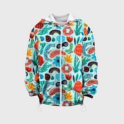 Куртка с капюшоном детская Colorful patterns, цвет: 3D-белый