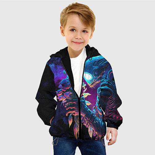 Детская куртка Инопланетянин с неоновыми цветами / 3D-Черный – фото 4