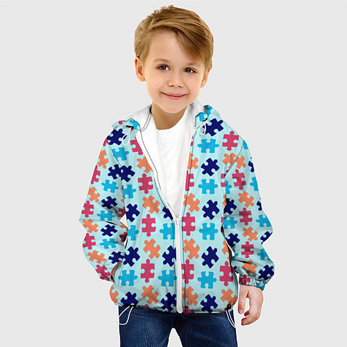 Детская куртка Разноцветный пазл / 3D-Белый – фото 4