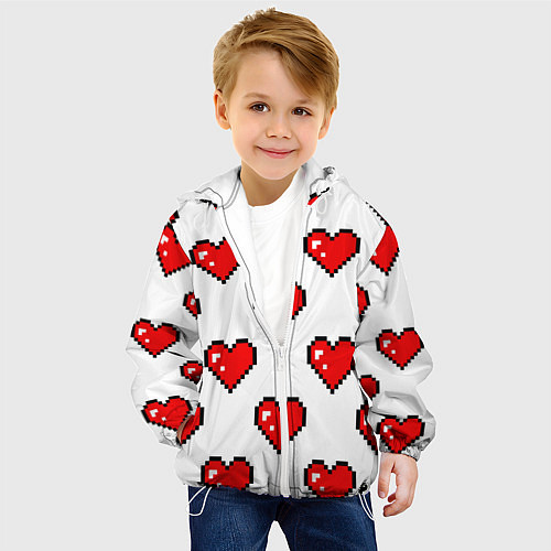 Детская куртка Сердца в стиле пиксель-арт / 3D-Белый – фото 4
