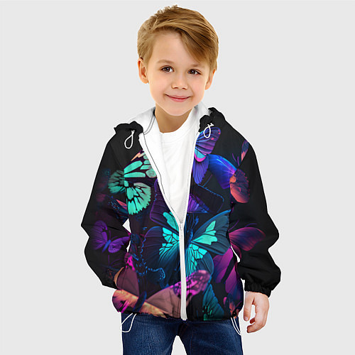 Детская куртка Много неоновых бабочек / 3D-Белый – фото 4