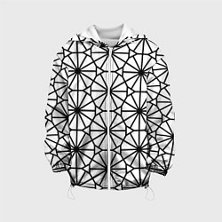 Куртка с капюшоном детская Абстрактный чёрно-белый треугольно-круглый паттерн, цвет: 3D-белый