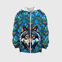 Куртка с капюшоном детская Волк из джунглей, цвет: 3D-белый