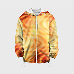 Куртка с капюшоном детская Абстрактные оранжево-жёлтые солнечные волны, цвет: 3D-белый