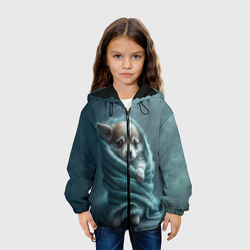 Детская куртка Милый щенок в одеяле / 3D-Черный – фото 3