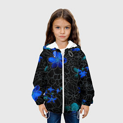Куртка с капюшоном детская Неоновые цветы, цвет: 3D-белый — фото 2