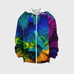 Куртка с капюшоном детская Взрыв красок, цвет: 3D-белый