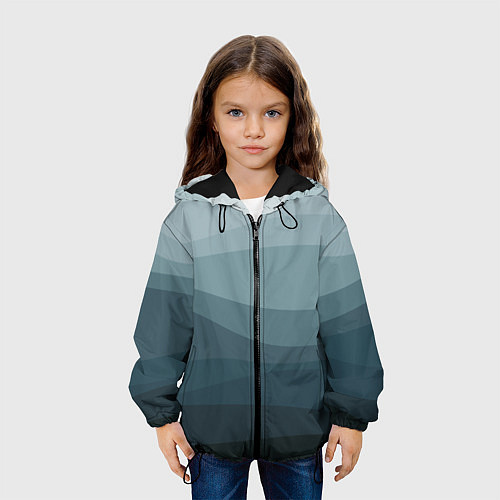 Детская куртка Бирюзовые волны / 3D-Черный – фото 3