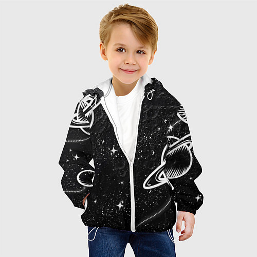 Детская куртка Черно-белый Сатурн / 3D-Белый – фото 4