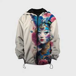 Куртка с капюшоном детская Japan girl - tattoo - art, цвет: 3D-черный