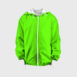 Куртка с капюшоном детская Кислотный зеленый, цвет: 3D-белый