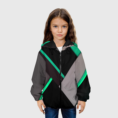 Детская куртка Спортивная геометрия линии / 3D-Черный – фото 3
