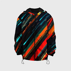 Куртка с капюшоном детская Искры огня на полосах, цвет: 3D-черный