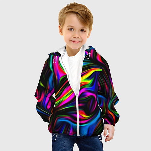 Детская куртка Неон кистью краски / 3D-Белый – фото 4