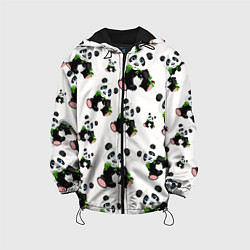 Куртка с капюшоном детская Панды и бамбук, цвет: 3D-черный