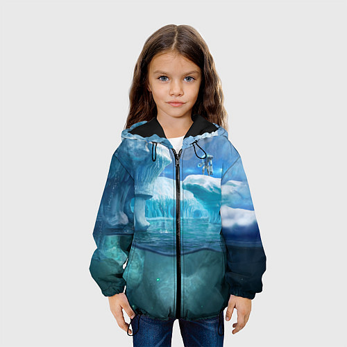 Детская куртка Subnautica - КРАБ на леднике / 3D-Черный – фото 3