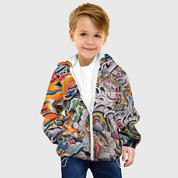 Куртка с капюшоном детская Иредзуми: дракон и лис, цвет: 3D-белый — фото 2