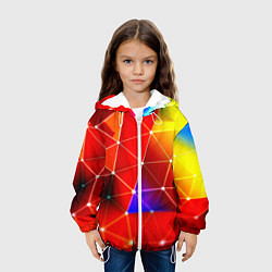 Куртка с капюшоном детская Digital triangle abstract, цвет: 3D-белый — фото 2