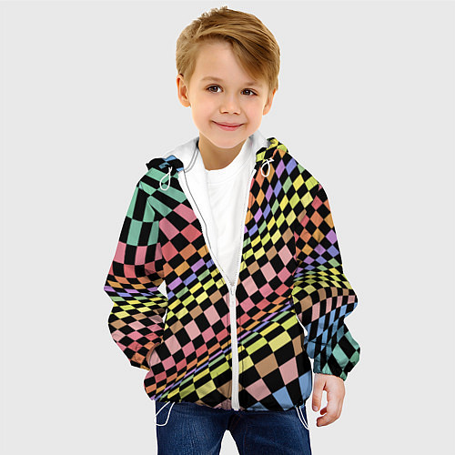 Детская куртка Colorful avant-garde chess pattern - fashion / 3D-Белый – фото 4