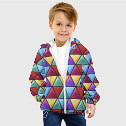 Куртка с капюшоном детская Геометрический красочный паттерн, цвет: 3D-белый — фото 2