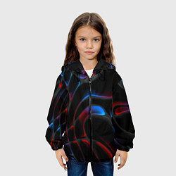Куртка с капюшоном детская Neon colors drops of liquid, цвет: 3D-черный — фото 2