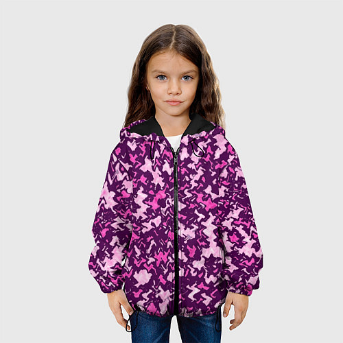 Детская куртка Розовый глитч камуфляж / 3D-Черный – фото 3