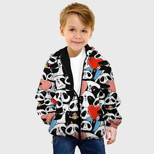 Детская куртка Панды с сердечками / 3D-Черный – фото 4