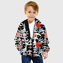 Куртка с капюшоном детская Панды с сердечками, цвет: 3D-черный — фото 2