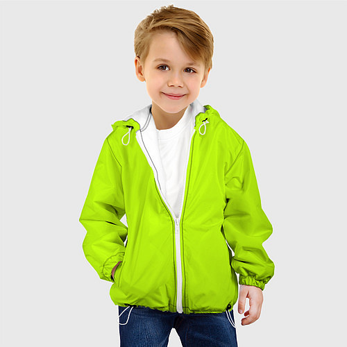 Детская куртка Лайм цвет: однотонный лаймовый / 3D-Белый – фото 4