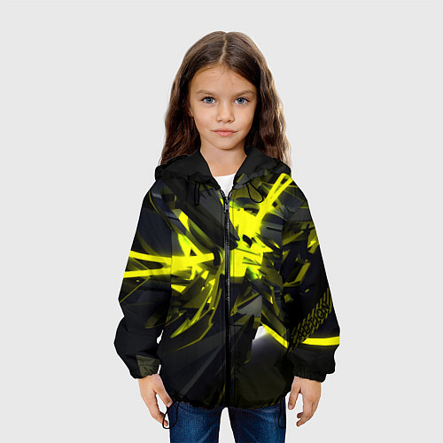 Детская куртка Yellow gold abstraction / 3D-Черный – фото 3