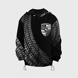 Куртка с капюшоном детская Porsche tire tracks, цвет: 3D-черный