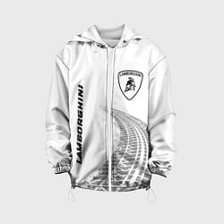Куртка с капюшоном детская Lamborghini speed на светлом фоне со следами шин:, цвет: 3D-белый