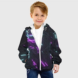 Куртка с капюшоном детская Неоновые полосы, цвет: 3D-белый — фото 2