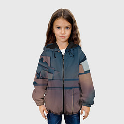 Куртка с капюшоном детская Абстрактные геометрические соединения, цвет: 3D-черный — фото 2